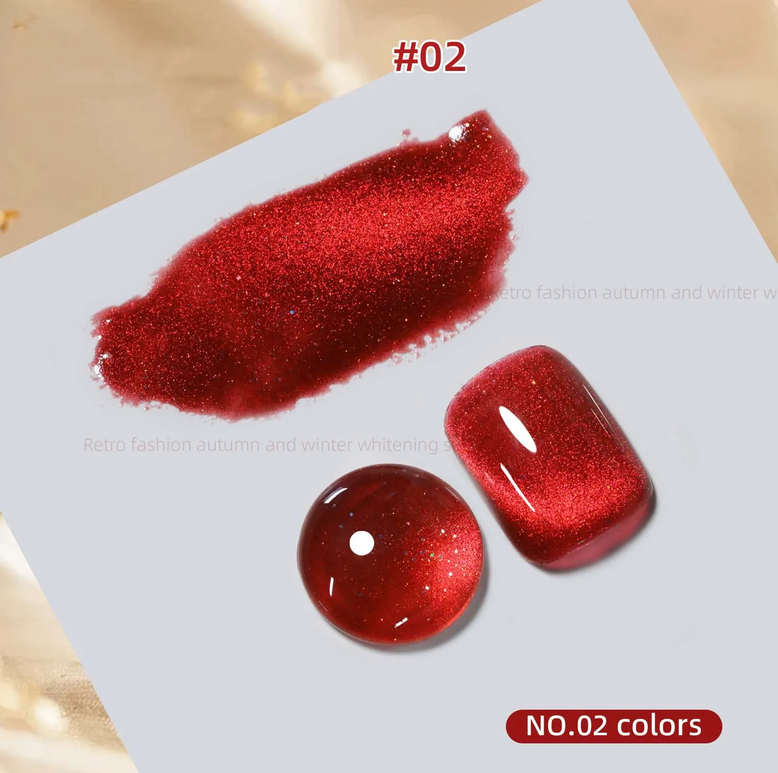 2024 New Autumn and Winter White Cherry Red Crystal Cat Eye Gel Nail Enhancement Ruby Cat Eye Nail Polish