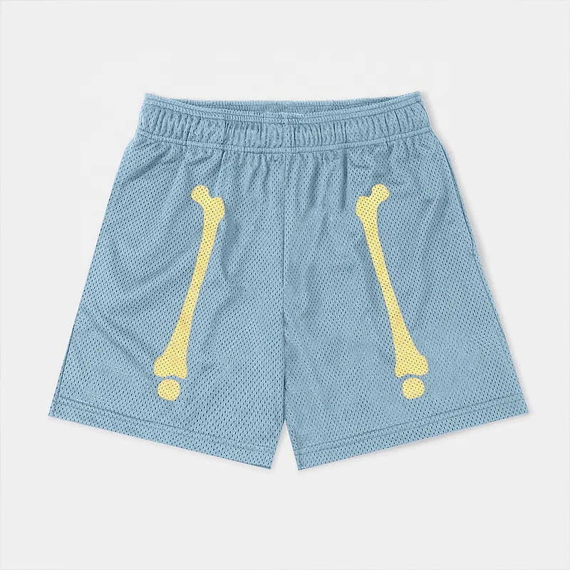 Custom Skull Print Logo Clothing Manufacturer Basketball Embroidered Double Layer Mesh Shorts for Men