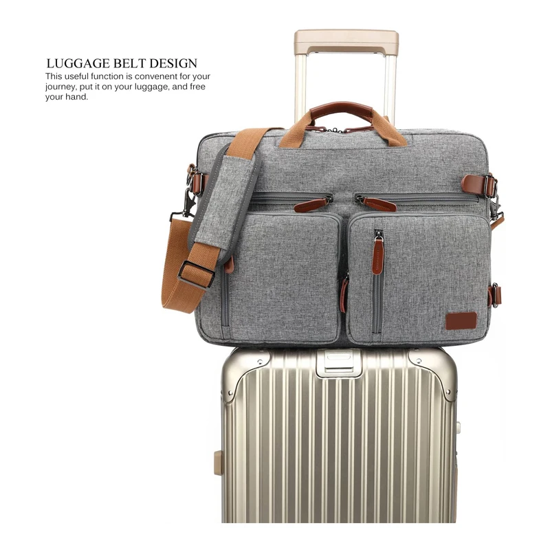 Convertible Backpack Messenger Bag Shoulder Bag Laptop Case  Briefcase Multi-Functional Travel Rucksack Fits 17.3 Inch Laptop