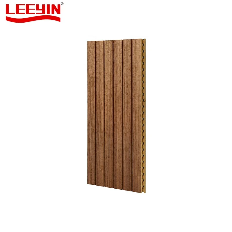 Eco-friendly Decorative DIY Sound Absorbing Panels E1 Board for Wall Ceiling Grooved Wooden Acoustic Panel