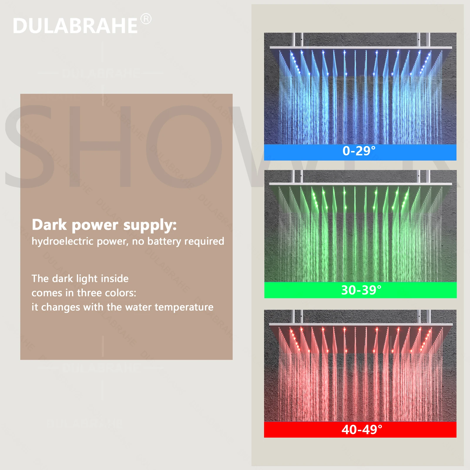 Modern Shower System Household 20inch LED Shower Head Bathroom Thermostatic Digital Display Shower Faucet Set