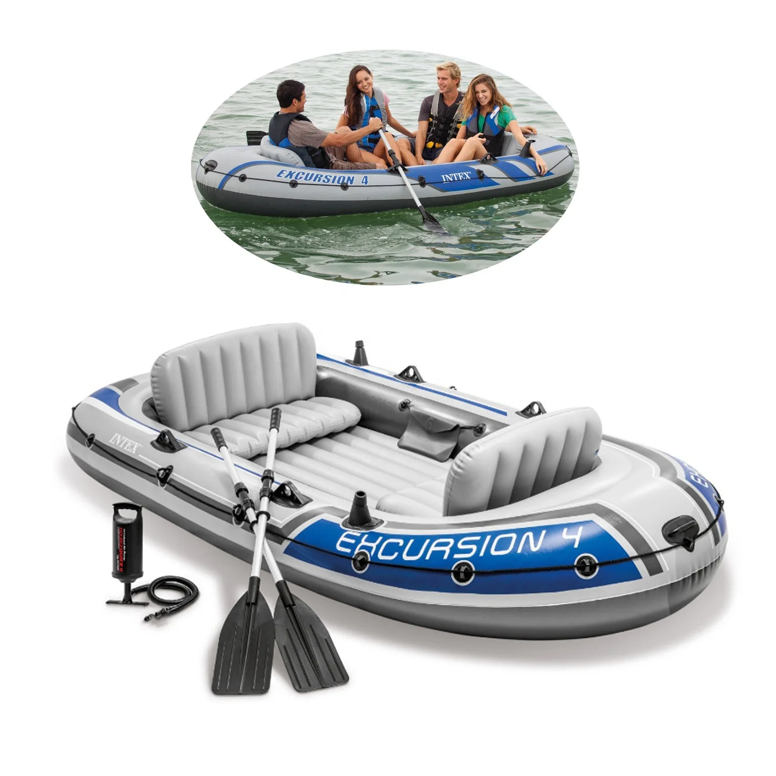 Outdoor Professional 5 Person Inflatable Rowing Boat Inflatable Kayak with Paddle for Water Sports PVC INTEX Lakes & Rivers