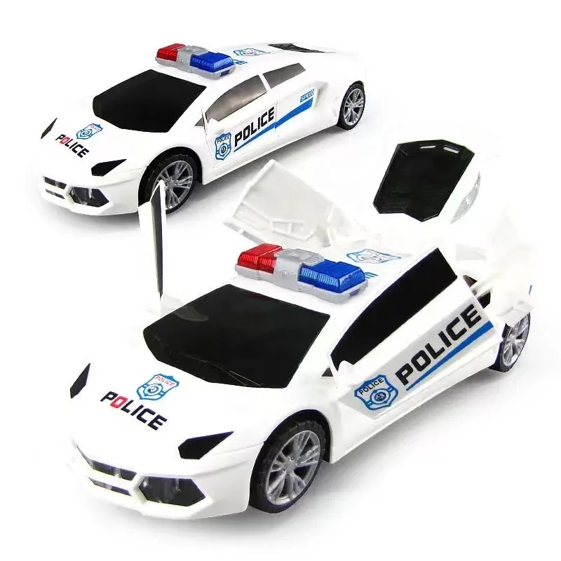 Electric universal 360 degree rotation deformation police car lights music toy car