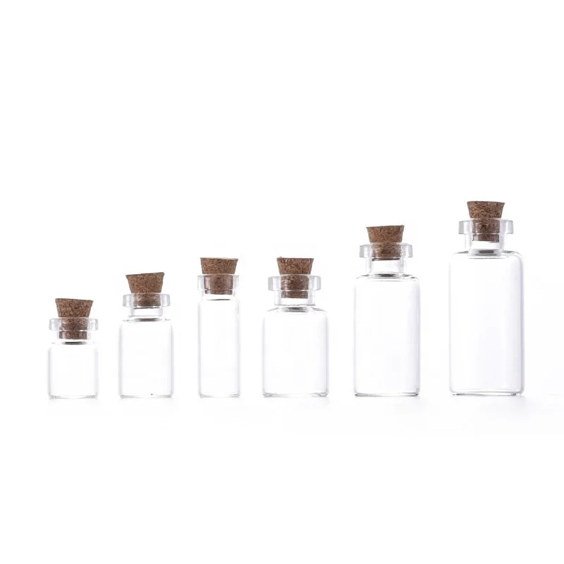 Mini 0.5ml 1ml 2ml 3ml 5ml clear glass wishing small drift bottle vials with cork Glass Tube Corked Jars Candy Bottle