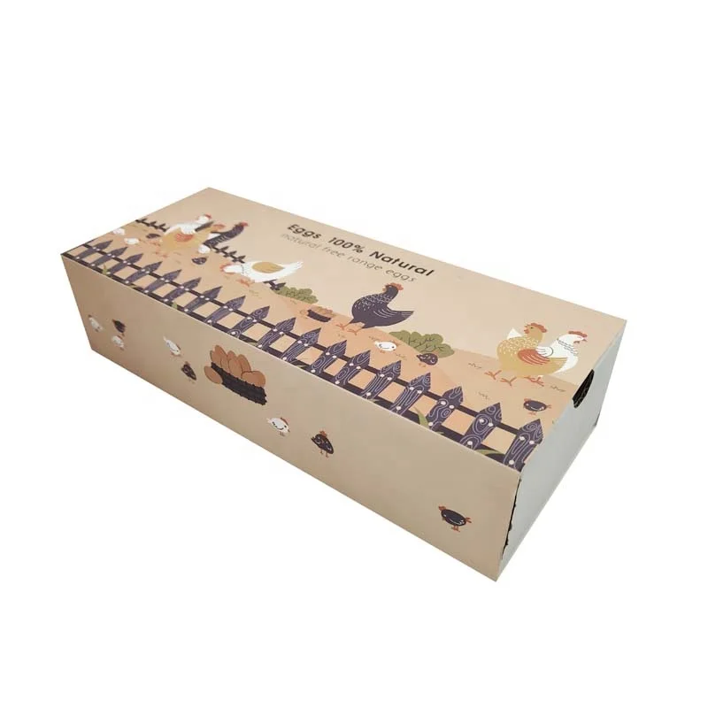 New Design Corrugated Paper Drawer Egg Box Durable Folding Flat shipment Egg Storage Box Size Custom 10 Cells 12 Cells Egg Boxes