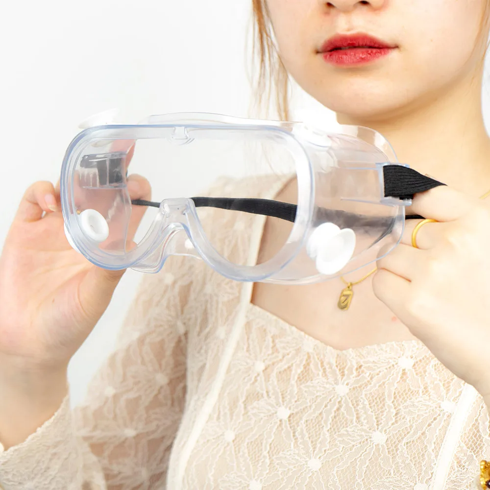 Anti shock scratch clear lenses PC safety goggles with air ventilation