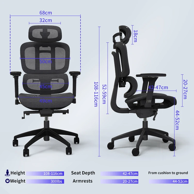 High Quality Luxury Full Mesh Multiple Function Adjustments Aluminium Frame Office Chair High Back Ergonomic Home Desk Chair