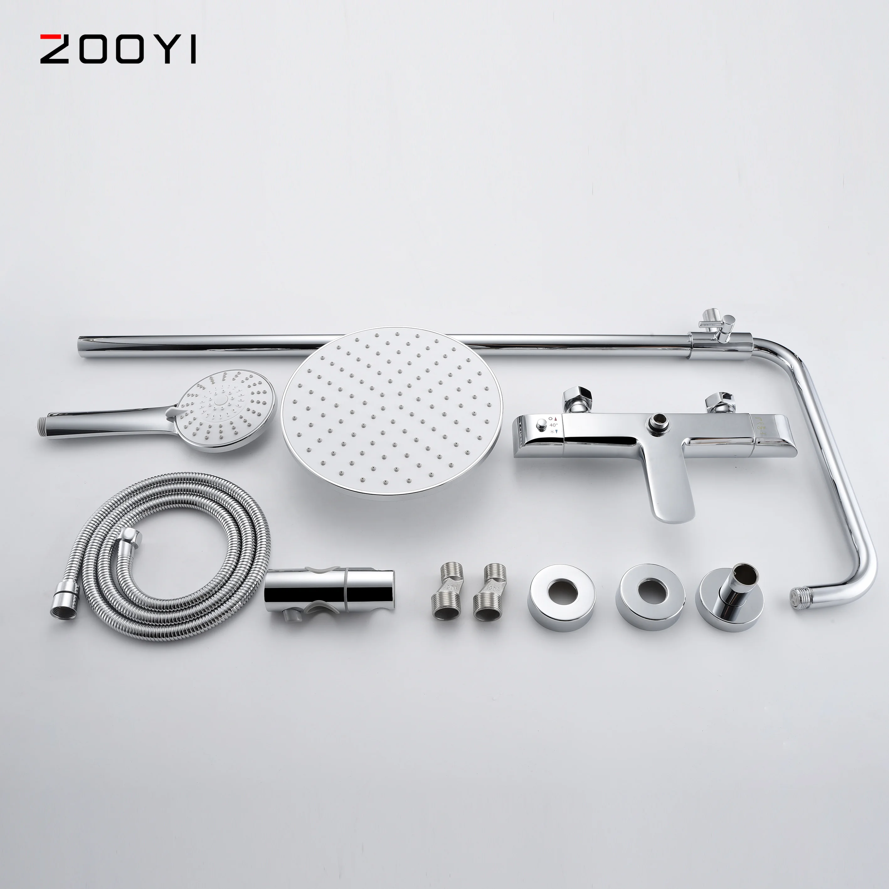 ZOOYI производитель ABS насадка для душа настенное крепление Латунь Три функции ванной термостатический смеситель набор