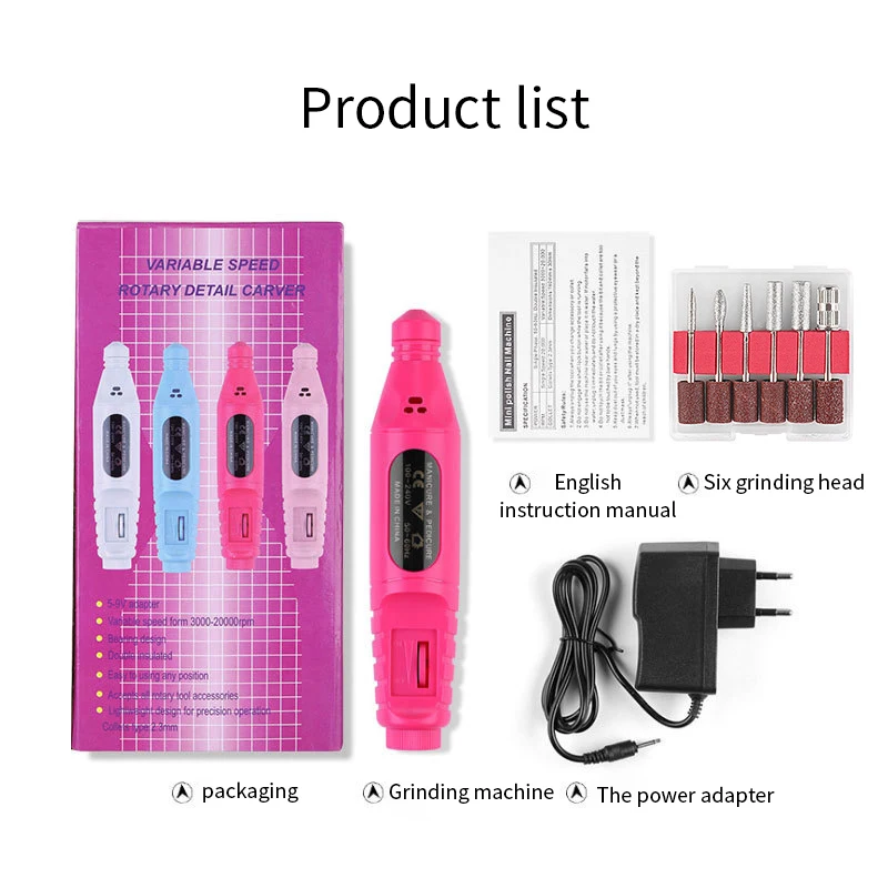  Personal Care Nail Suppliers Electric Drill File Machine Manicure Pen 6 Bits Equipment And
