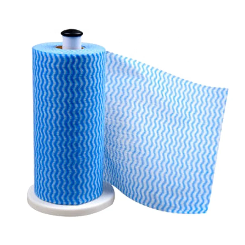 Wavyline colorful non woven spunlace wipes roll for home cleaning