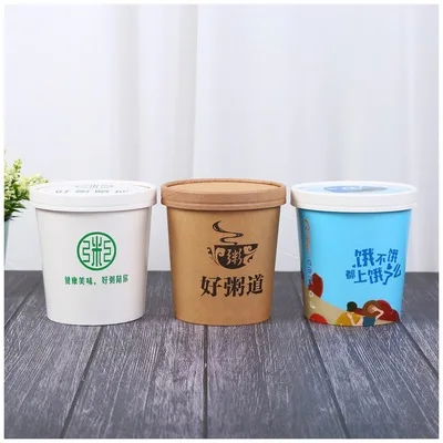 Disposable Pop corn Tubs 32 oz kraft Paper food cup to go packaging stews soup paper popcorn containers 32oz paper cup