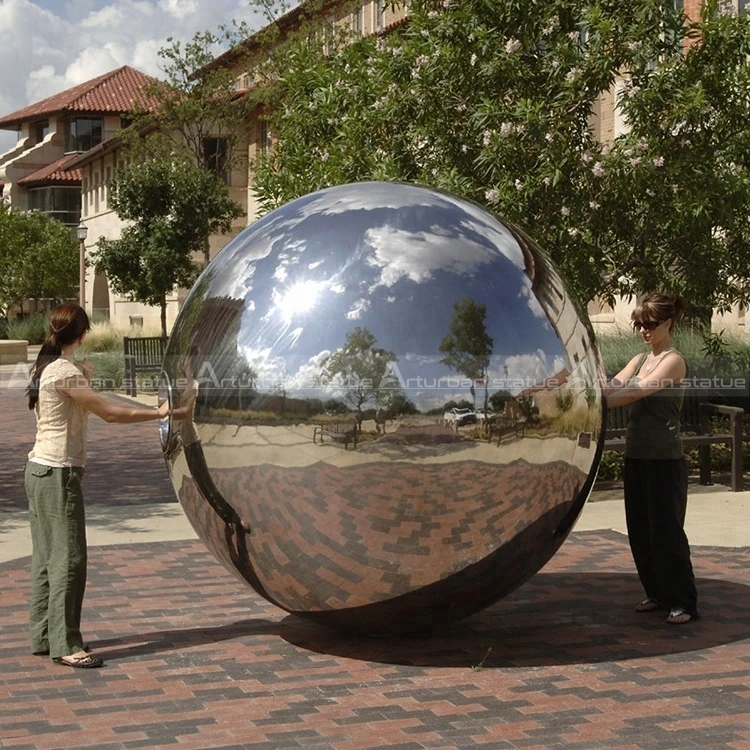 Stainless steel sphere sculpture highly mirror polished surface steel sculpture