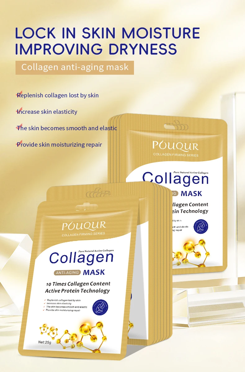 Low Moq Oem Face Mask collagen moisturizing repair Anti Aging Collagen face care  elastic Facial Mask Sheet