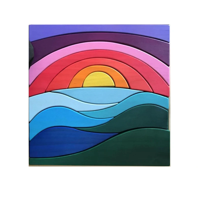 2020 New Design Sunrise At Sea Wooden Toys Puzzle Educational Toys For Infants Learning Games For Kids Custom Logo