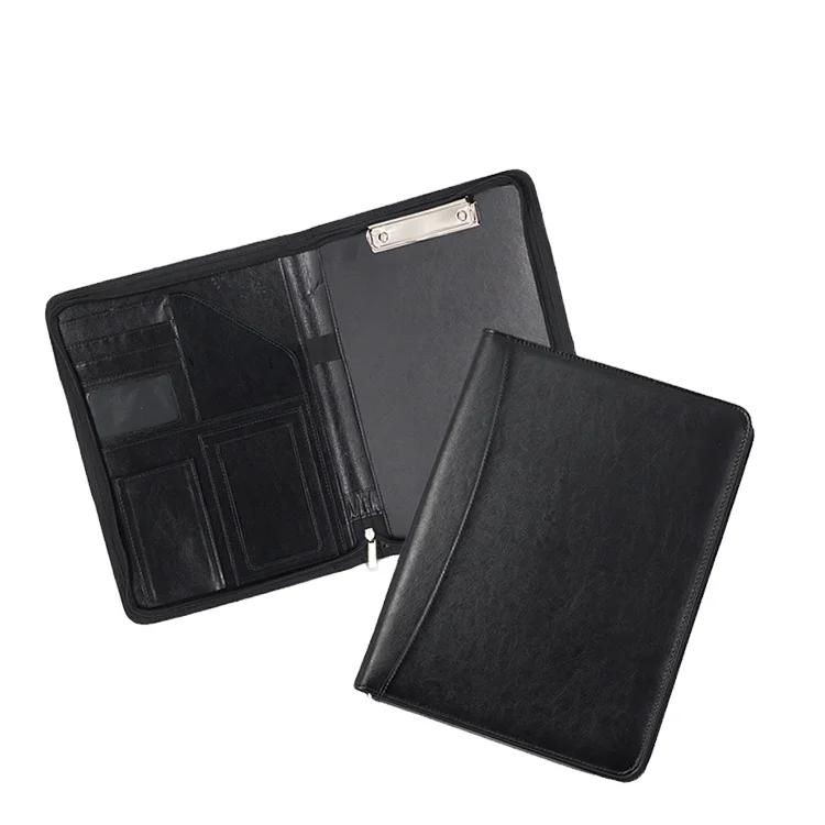 PU Leather Document Folder, Business Conference Portfolio bag zippered portfolio