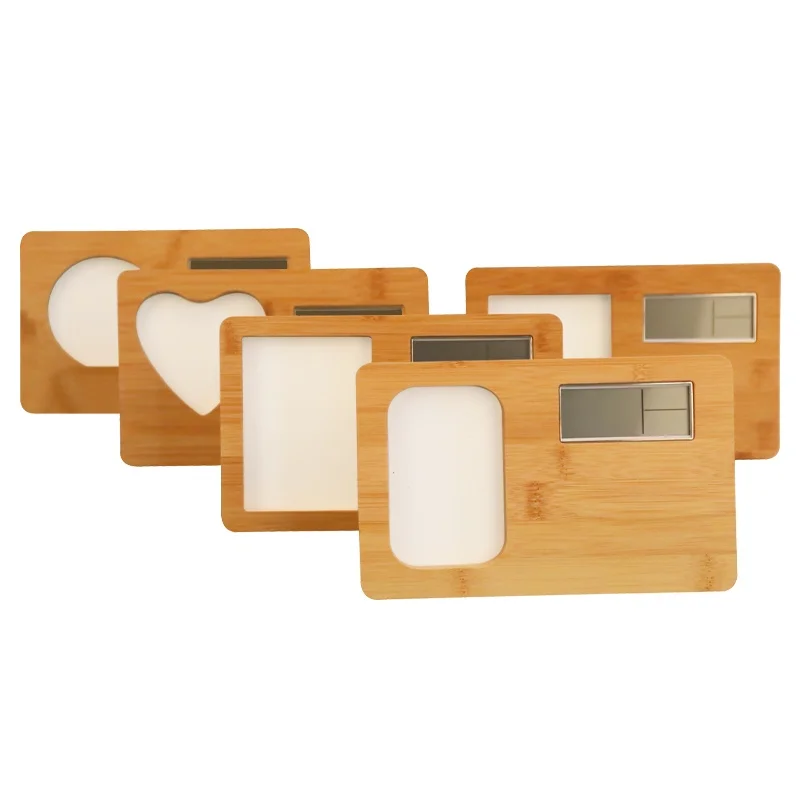 Factory Price Wholesale Custom Bamboo Heat Printing Sublimation Photo Frame Wooden Photo Frames Clock