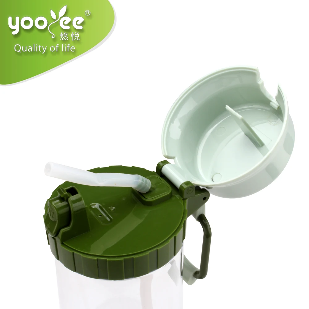 650ml PC Drinking Clear  Water Bottle Jug  Plastic Wholesale with Straw