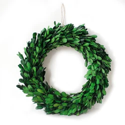 Amazon hot selling dried flower preserved green leaves garland christmas wreath for home decor