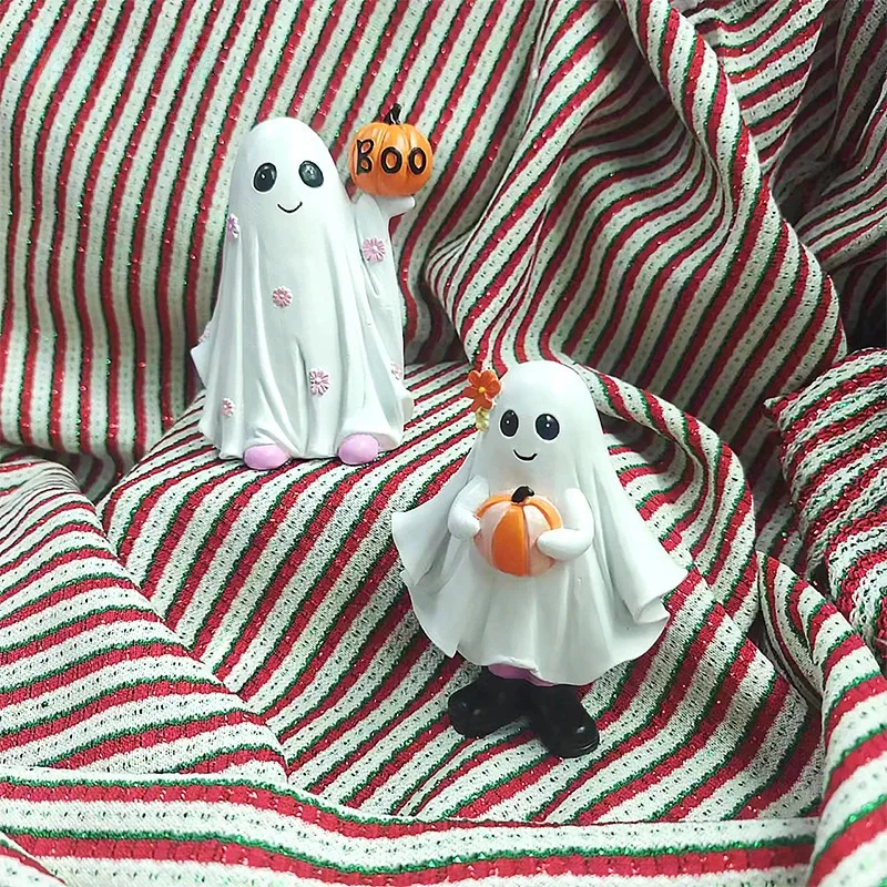 Hot Selling Halloween Ghost Pumpkin Figurine Resin Spooky Figure Prop Ornament Home Decoration for Bedroom Drawing Room