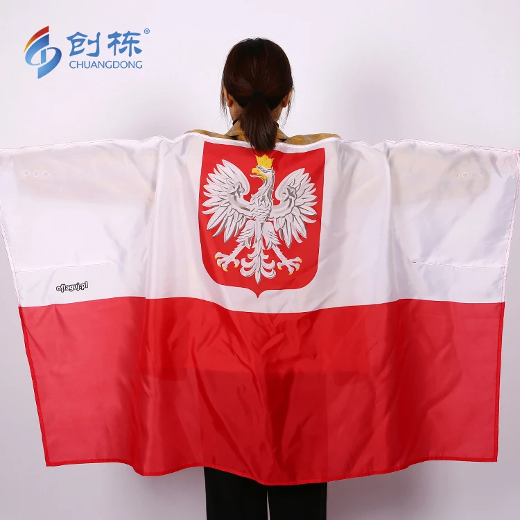 Wholesale Natio Crest State Polish Flag Eagle Poland Body Flag with sleeve custom design logo