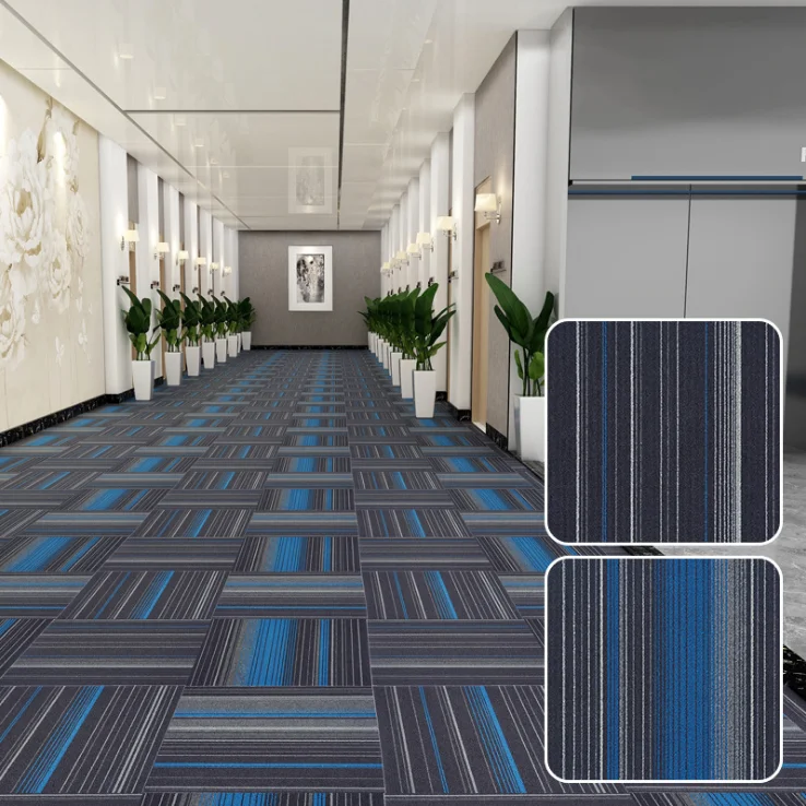 Office home and entertainment places are fully paved with spliced polypropylene carpet 50X50cm Asphalt bottom