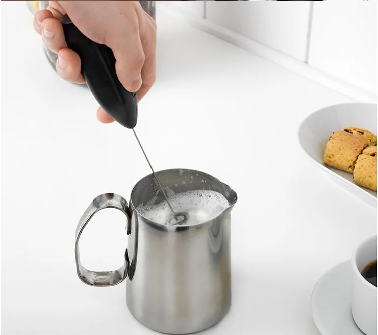 Hot sale milk frother Battery Operated food mixer Kitchen appliance stainless steel milk foam electric coffee whisk milk frother