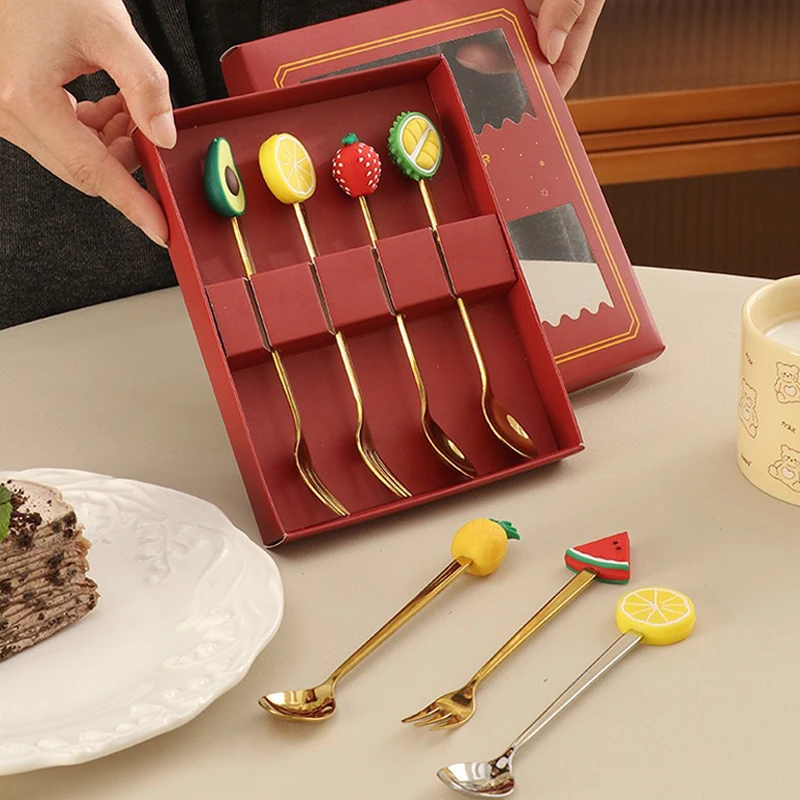 Custom Cartoon Character Series with Stainless Steel Spoon Cartoon Fruit Fork Ice Cream Spoon Coffee Spoon
