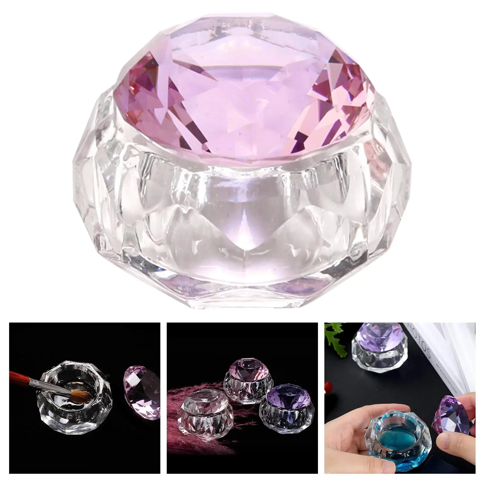 Crystal Acrylic Liquid Dish Dappen Dish Glass Cup with Lid Bowl for Powder Monomer Nail Art Tool Kit Manicure Styling Tools