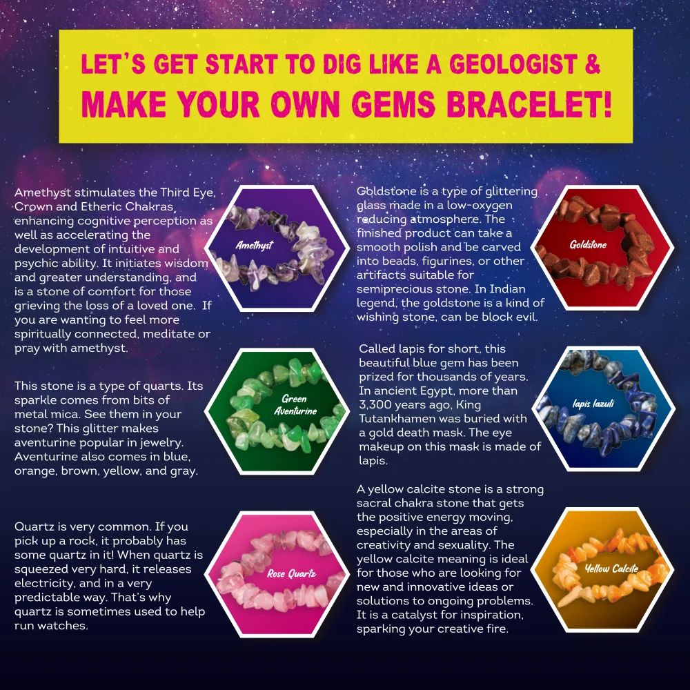 steam educational toys for kids gems dig and bracelet making suitable for over 6 years old children improve hand make skill dig