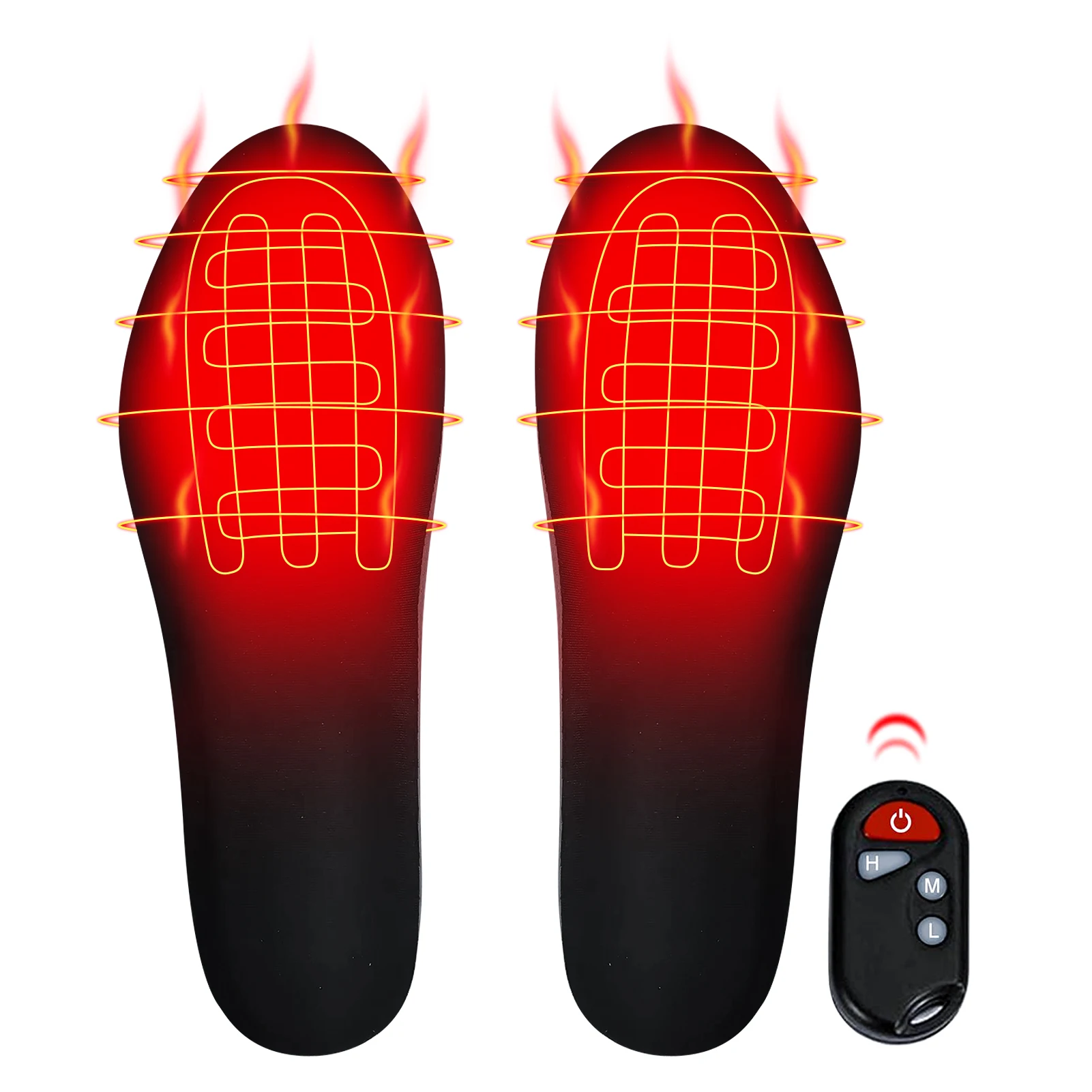 2000mAh Battery Rechargeable Heated Insoles with 3 Levels Temperature Remote Control Cuttable Foot Warmer For Men Women