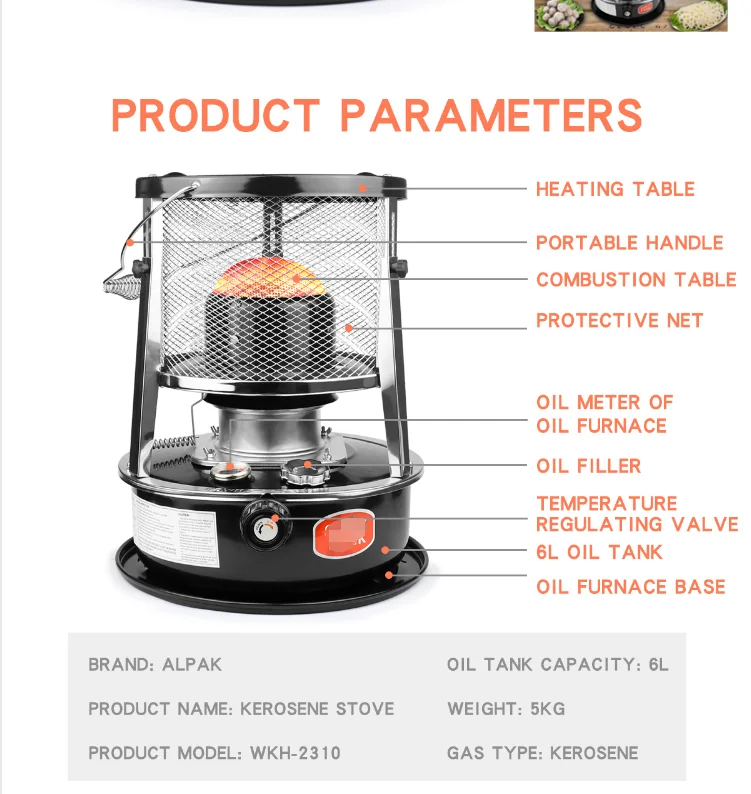 Wholesale Winter Heating Equipment Kerosene Stove 4.5L Mini Portable Kerosene Heater Indoor China For Cooking