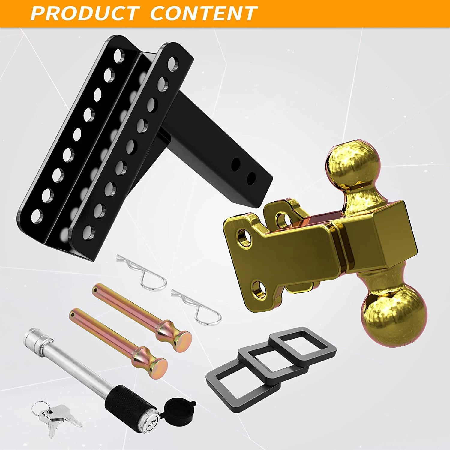 Adjustable Trailer Hitch Ball Mount 6-Inch Drop/Rise Fits 2-Inch Receiver 2inches& 2-5/16inches Combo Aluminum Tow Balls