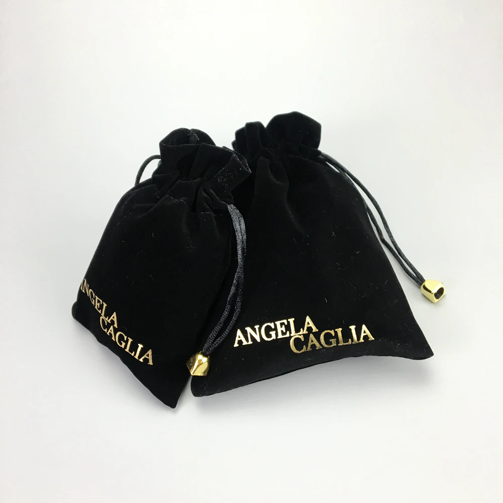 Hotsale Small Drawstring Custom Packing Jewellery Gift Velvet Bag Dust Pouch With Logo Printing