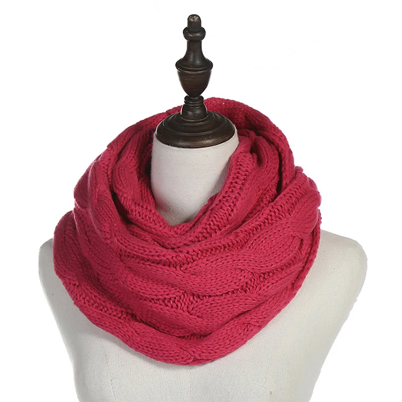 Women winter Knitted Snood Scarf Winter Infinity Scarves Neck Circle Cable Warm Soft Ring