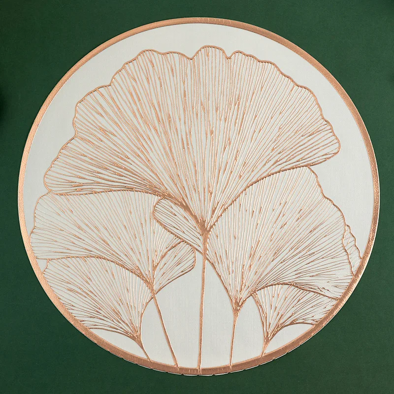 Tabletex Three-dimensional Ginkgo Leaf Placemats Waterproof Oilproof Anti-slip PVC Placemat Kitchen Restaurant Decoration Mats