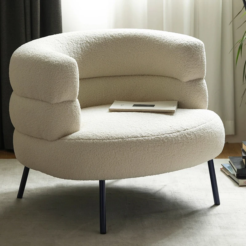 Nordic Style Simple Single Armchair Home Furniture Cream Sherpa Sofa chair Accent Leisure Chair For Bedroom