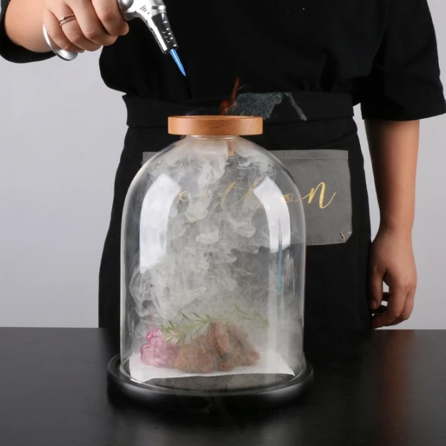 Smoking Cloche Hood Molecular Cuisine Food Smoked Glass Dome Infuser Lid Smoking Dome Cover for Smoker Gun Food