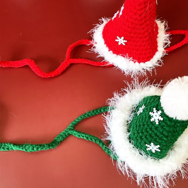 Factory Hot Selling Pet Christmas Collar Scarf Cat Dog Knitted Cloak Bib Wool Hat Christmas Cat Scarf