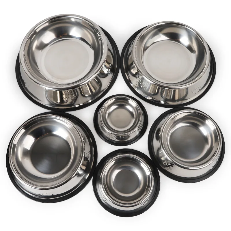 Customized size Wholesale pet bowls feeders Travel Metal Stainless Steel Non Slip Pet Cat Dog Bowl
