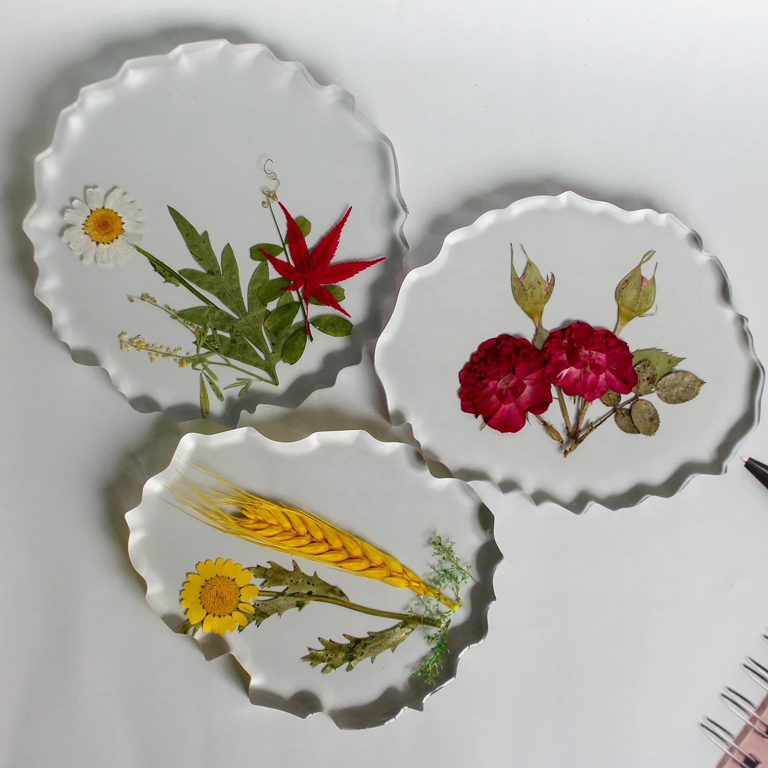 Dried Flower Resin Crystal Crafts Amber Mug Craft Crystal Tea Coffee Cup Coasters Resin Coaster