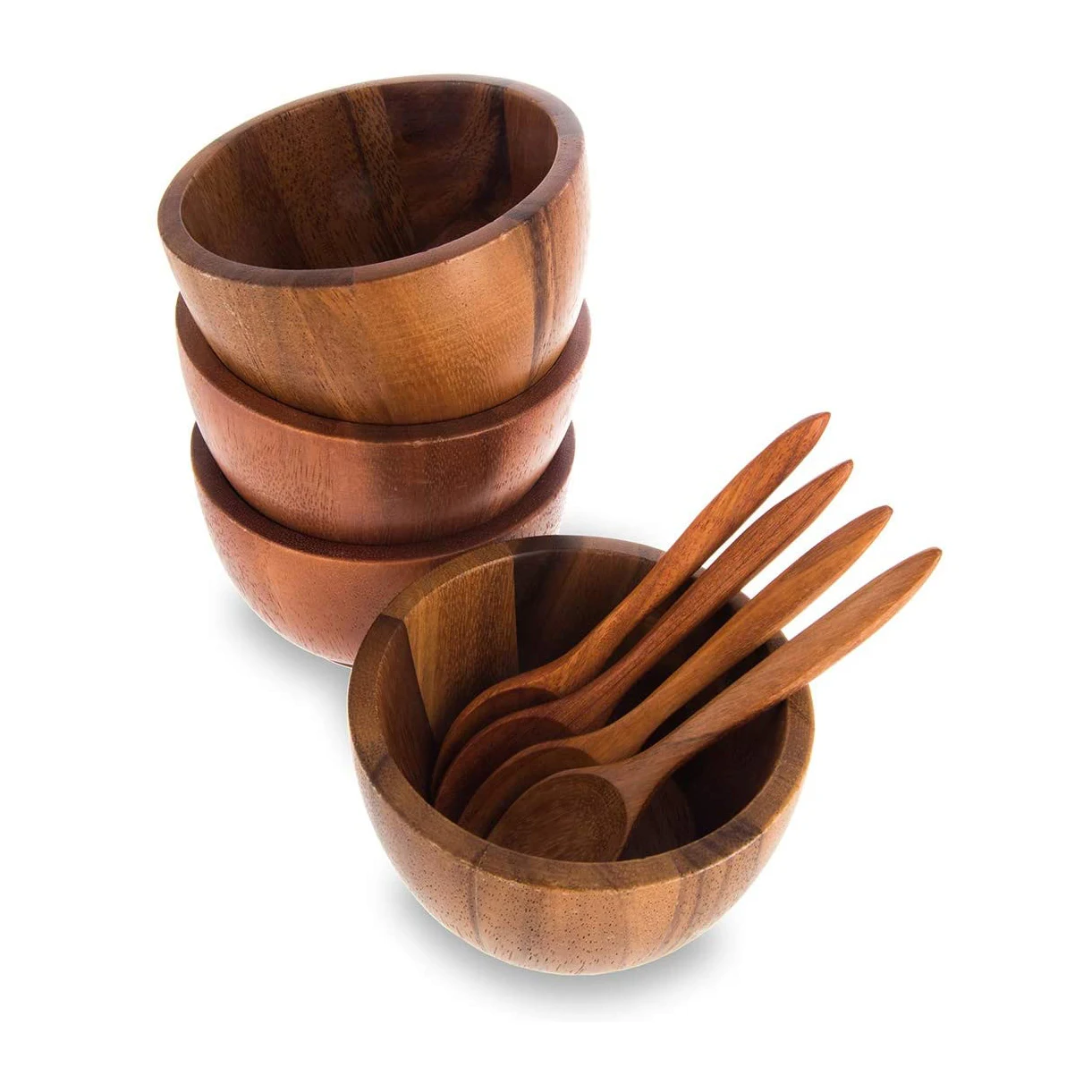 Маленькая деревянная боковая миска 4 дюйма для сальсы, риса, соуса, орехов, конфет, фруктов, аппетита и закусок