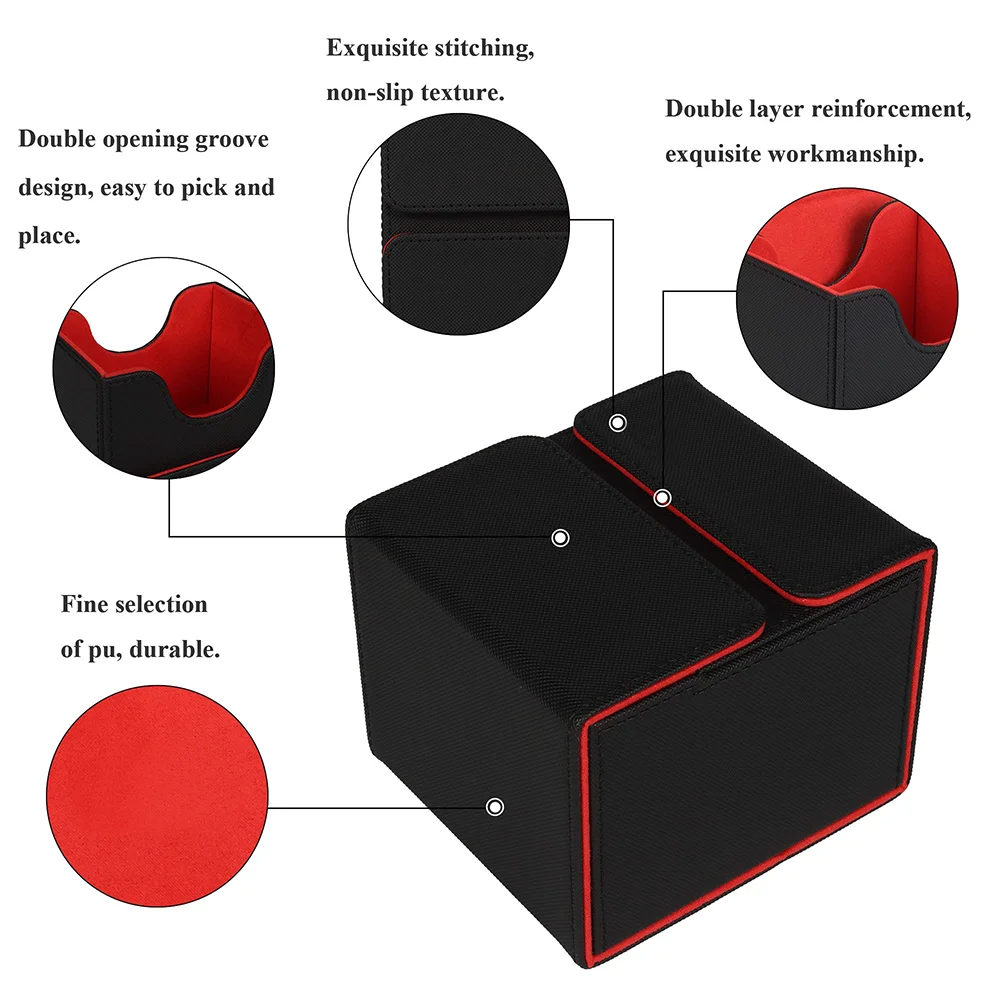 2 in 1 Card Deck Box for MTG Commander Decks Leather Deck Card Case for TCG Cards  with Magic Locking