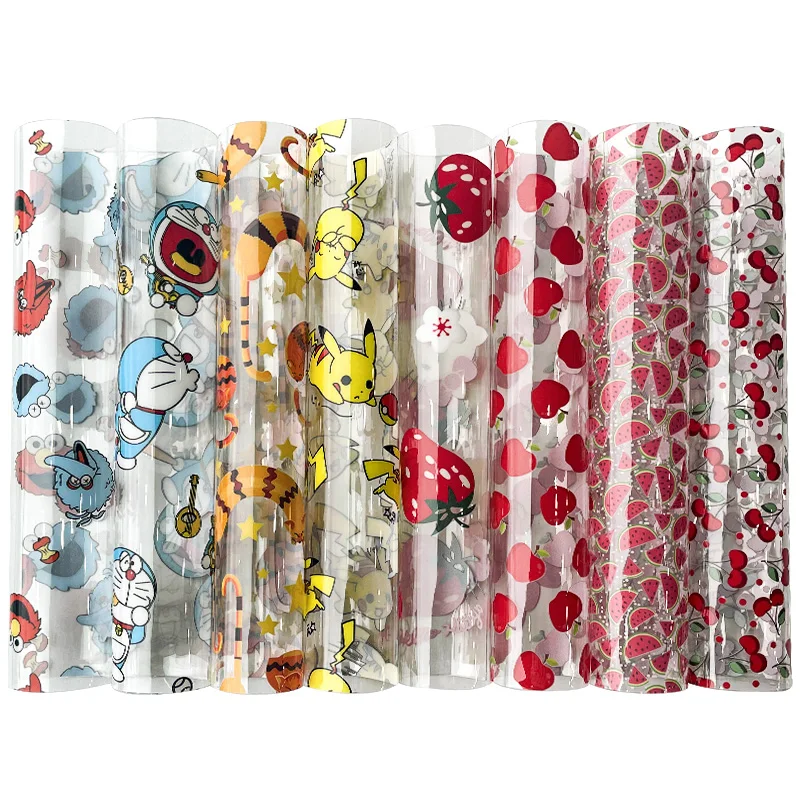 Custom UV Printing TPU  Plastic Cartoon Pattern Design Eco Friendly Transparent Vinyl Fabric Clear TPU Vinyl By The Yard