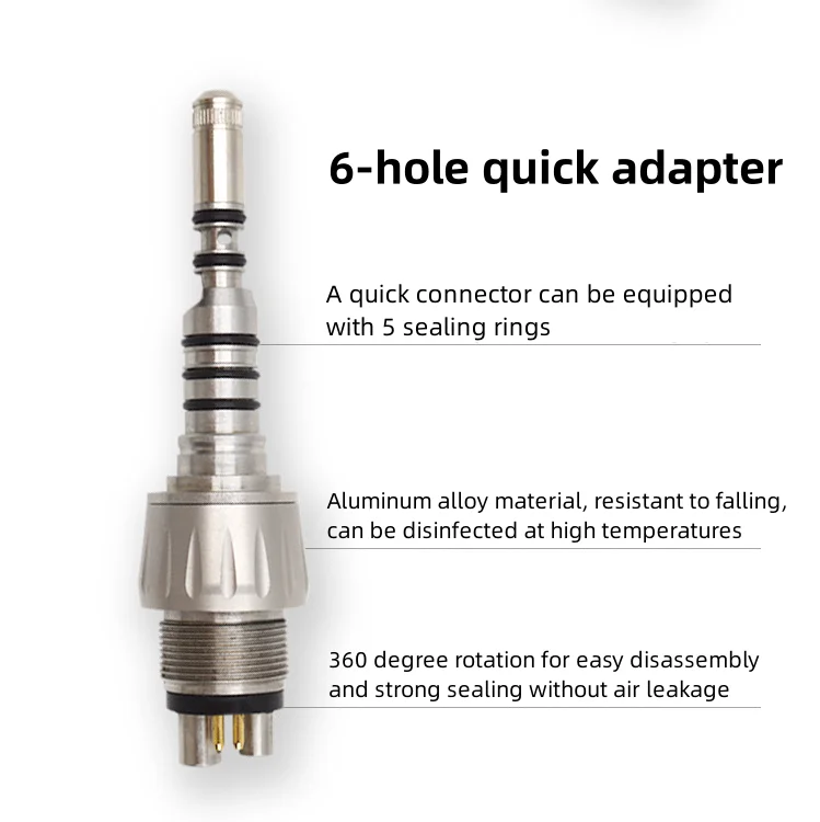 Dental materials High speed Mobile phone accessories 6-hole optical fiber quick connector Dental mobile quick connector
