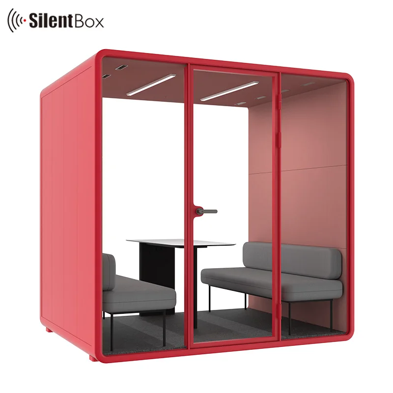 Meeting pods acoustic office booth  soundproof 30db(5)+- working pods with soundproof aluminum structure