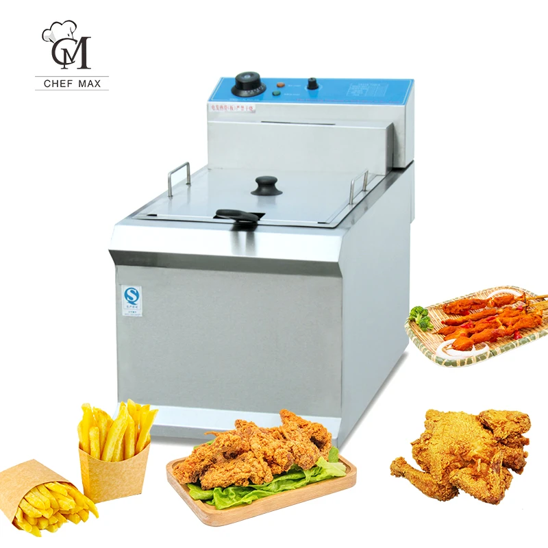 Chefmax Commercial Industrial Stainless Steel Single Basket Table Electric Frying Machine Deep Fryer