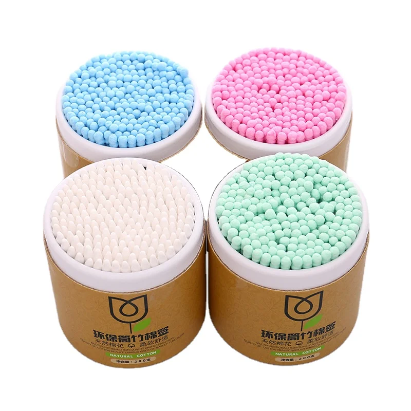 100% Biodegradable Natural Bamboo Cotton Buds for Ear With Cylinder Package