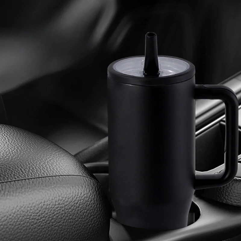 Wholesale Custom Logo Stainless Steel Leak Proof Tumbler Vacuum Insulated Coffee Mug 40oz Flip Straw Tumbler with Handle