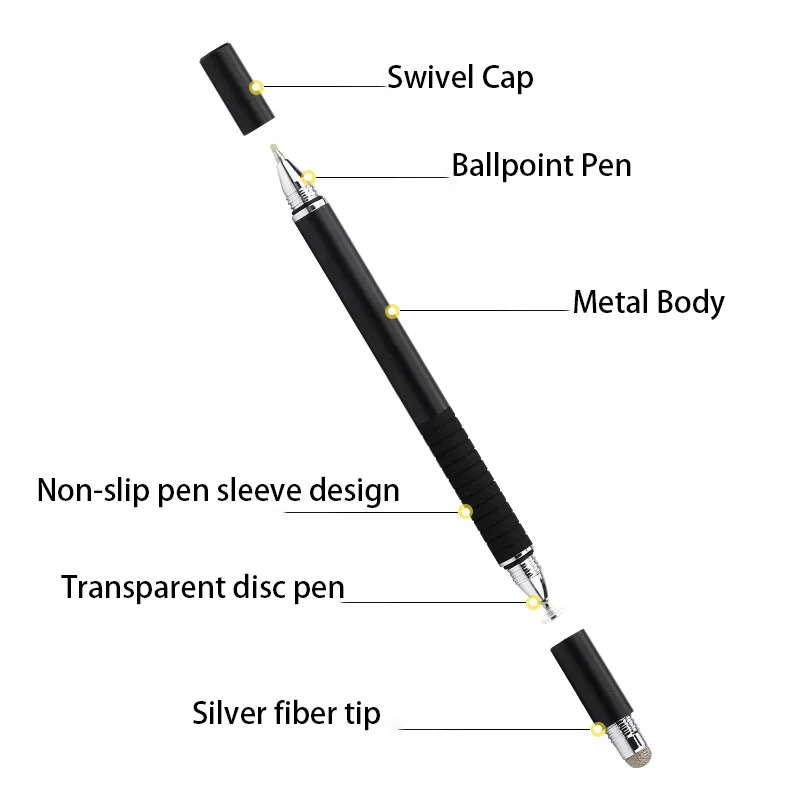 High Quality 3 In 1 Metal Tablet Pen With Neutral Stylus Pen For Tablet Pc For Iphone Ipad Non-active Stylus Ballpoint Pencil