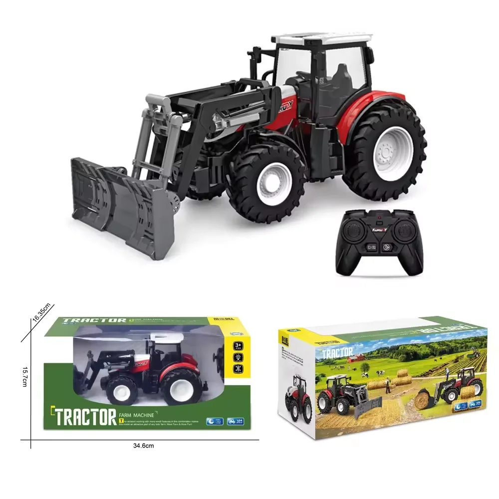 Hot High quality 6 Channel 2.4G remote control 1:24 rc engineering vehicle model farm truck rc farm tractor with lights for kids
